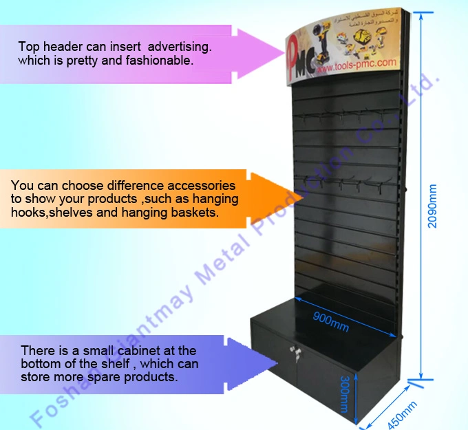 Arc Header Shop Metal Slatwall Display Rack for Tools